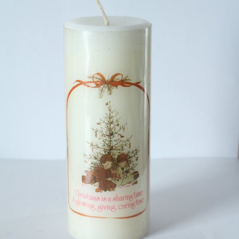 Holly Hobbie Christmas Candle Vintage Pillar